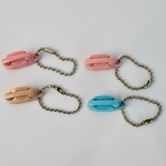 Vintage Princess Phone Keychains Lot of 4 Pink Cream Blue - Picture 1 of 5